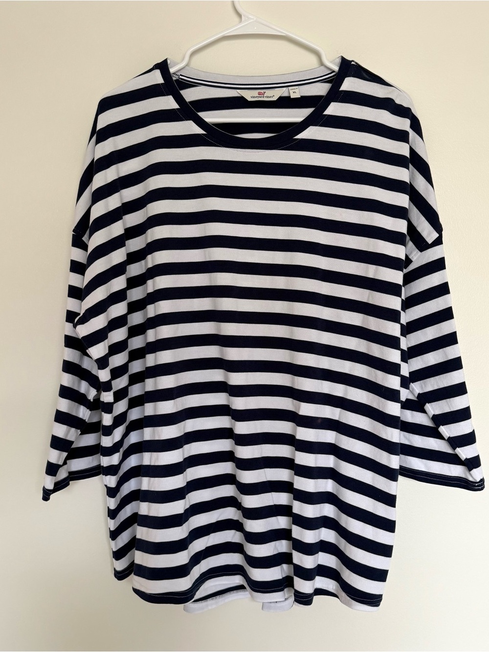 Vineyard Vines Navy & White Striped 3/4 Sleeve Top